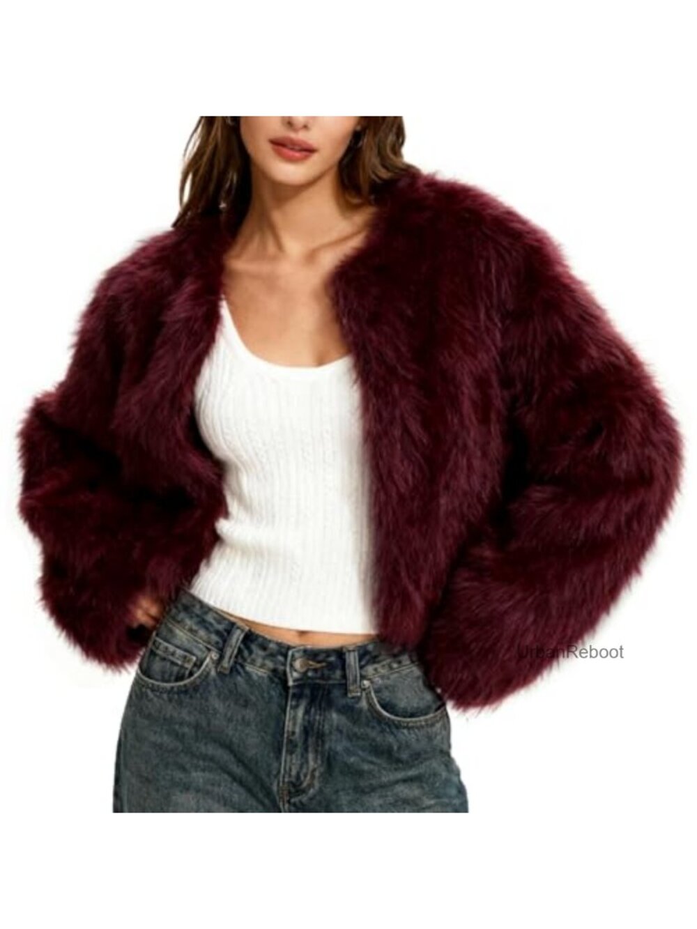 Faux Fur Cropped Fluffy Shaggy Jacket Winter Warm Women's Coat